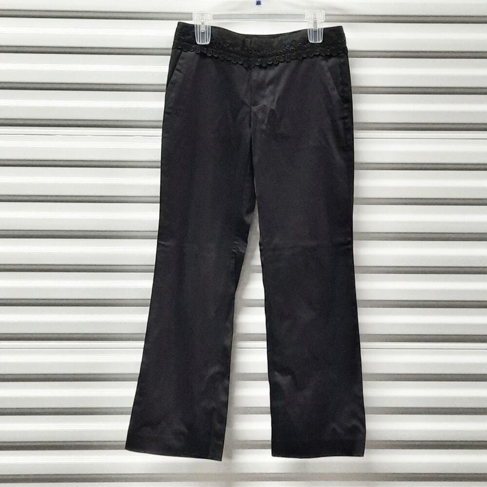 Old Navy Women Pants Size 6 Black Straight Leg Casual Cotton Stretch Slacks